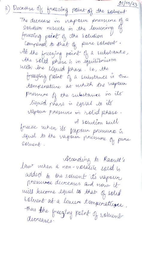 Adobe Scan May 01, 2023 - Chemistry Notes on Freezing Point Depression ...