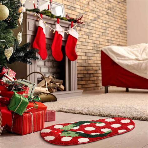 TELOVIN Christmas Bathroom Rug Cute Christmas Door Mat Bath Mat Flip ...