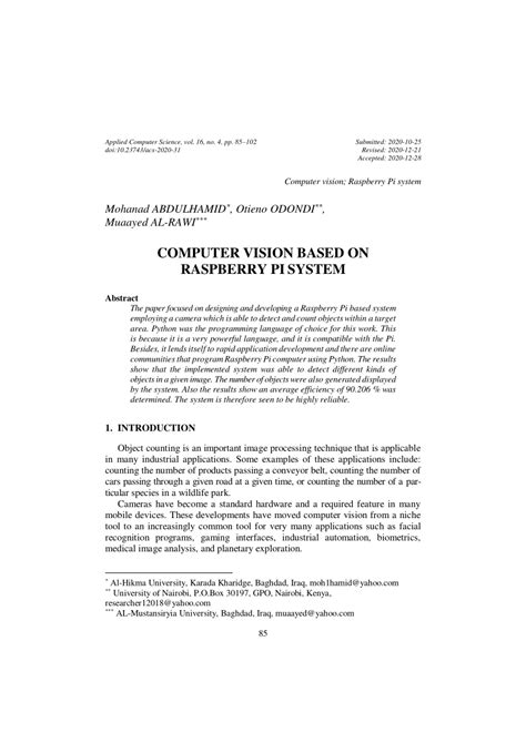 Raspberry Pi Computer Vision Project 的图像结果