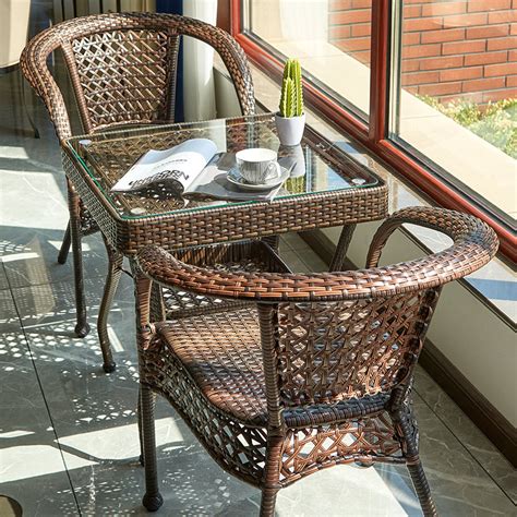 阳台小茶桌椅组合小户型休闲组合现代简约网红一桌两椅藤椅三件套-淘宝网