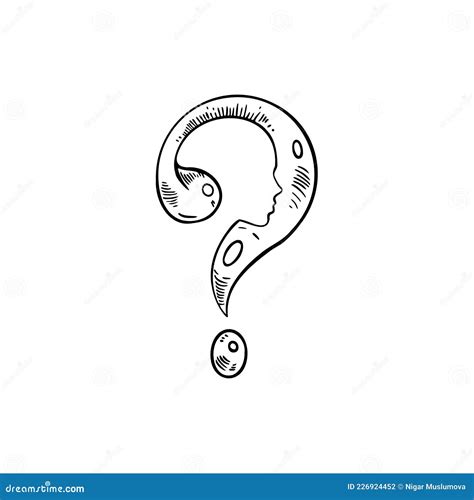 Question Mark Drawing, Woman, Head, Profile Vector Illustration Hand ...