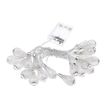 Buy Pinakine® Iron Waterdrop Shape LED String Lights Lamp Battery ...