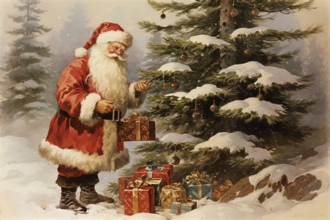 Vintage Santa Art Painting Free Stock Photo - Public Domain Pictures