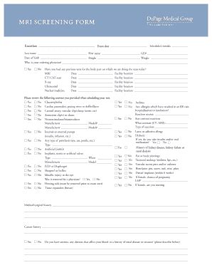 Mri Screening Form - DuPage Medical Group - Fill and Sign Printable ...