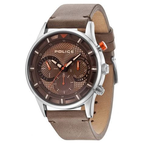 Buy Online Police Quartz Chronograph Grey Dial Leather Strap Watch for ...