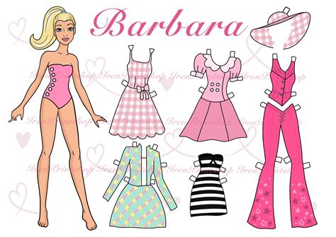 6 Printable Paper Doll Dress up With Clothes - Digital PDF, Dress up ...