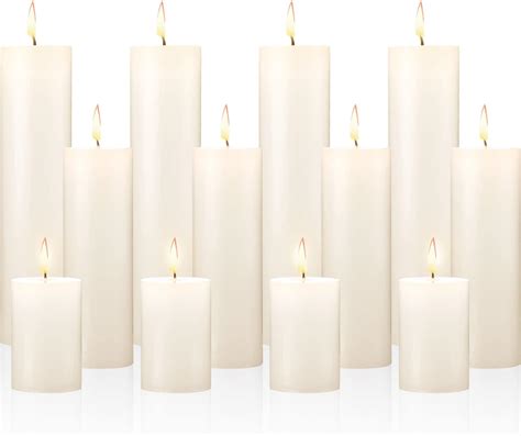 Amazon.com: Nuogo 12 pcs Ivory Pillar Candles Dripless Unscented ...
