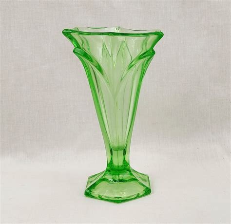 1920s Art Deco Uranium Glass Vase - Sally Antiques