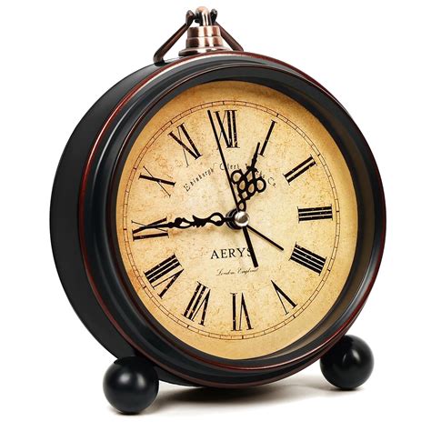 Buy AERYS Table Clock Retro Twin Bell Metal Frame Alarm Clock & Silent ...