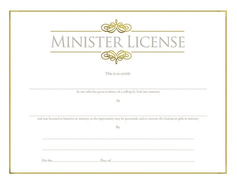Minister License Certificate Template