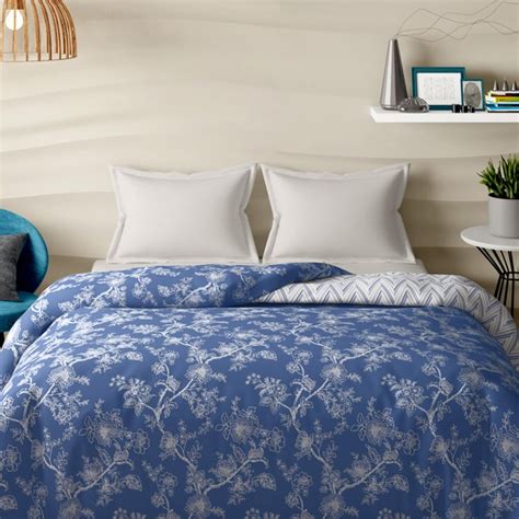 Buy PORTICO Melange Blue Cotton Double Bed Duvet Cover - 224x274cm from ...