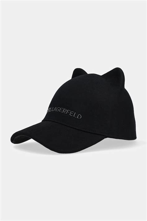 Karl Lagerfeld czapka z daszkiem wełniana kolor czarny z aplikacją ...