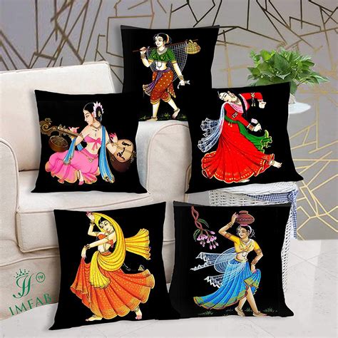 Buy IM FAB Cotton 200TC Cushion Cover, 16X16 Inches, Multicolour, Set ...