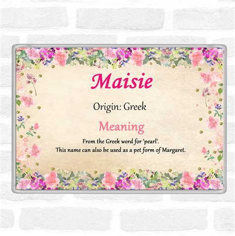 Maisie Name Meaning Jumbo Fridge Magnet Floral - The Card Zoo