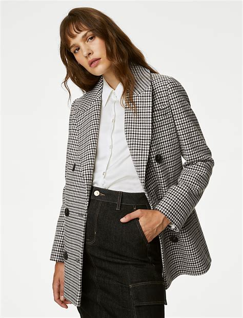 Buy Checked Double Breasted Short Coat at Marks & Spencer