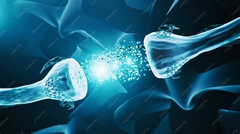 Euron synapse hologram 3d rendered image of neuron cell network on ...