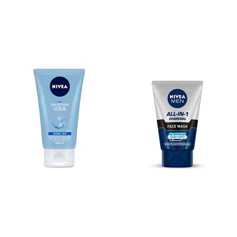 NIVEA Face Wash, Skin Refining Scrub, 150ml And NIVEA Men Face Wash ...