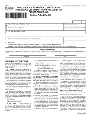 Fillable Online Form M-68, 2012, Application for Automatic Extension of ...