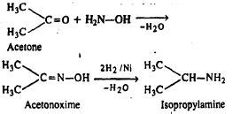 Acetonoxime on catalytic hydrogenation gives - Tardigrade