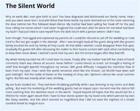 Living in a silent world essay - Brainly.in