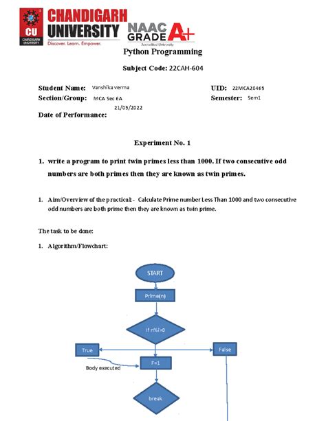 Python Programming Worksheet 1.1 - Twin Primes & Factorial Functions ...