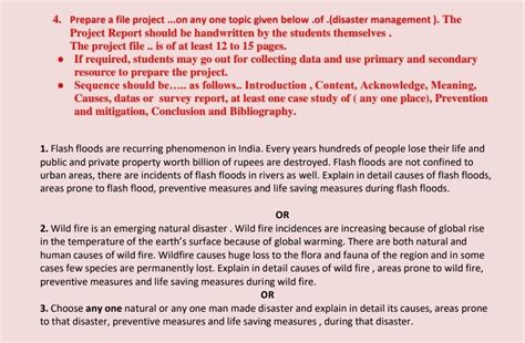 4. Prepare a file project...on any one topic given below .of .(disaster ...