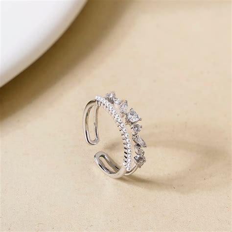 Ring Online - Premium Lustrous Harmony Silver Adjustable Ring | Nestasia