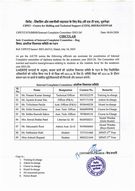 Committees | CIPET : CSTS - Bhubaneswar | CIPET : Centre for Skilling ...