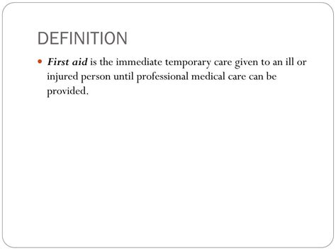 Image result for Define First Aid