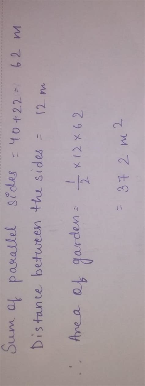 A garden is in the form of a trapezium whose parellal sides are 40m and ...