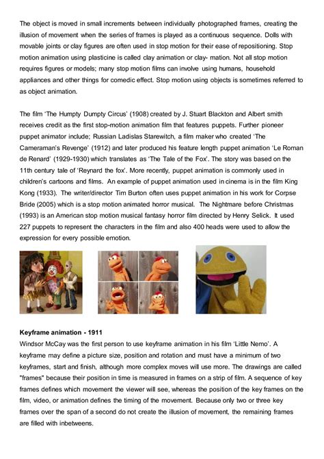 Image result for Timeline of Stop Motion Animation