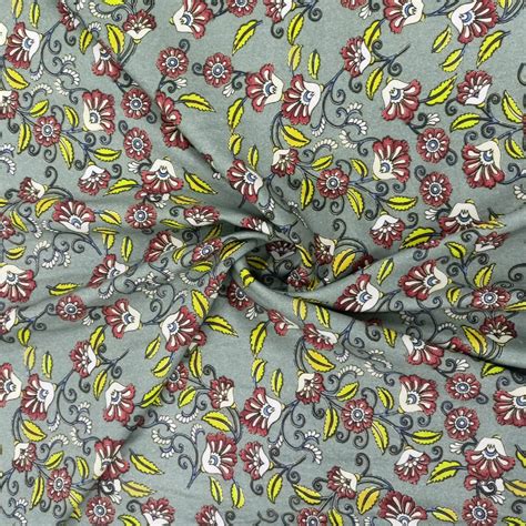 Buy Grey Floral Madhubani Print Viscose Fabric Online – TradeUNO Fabrics