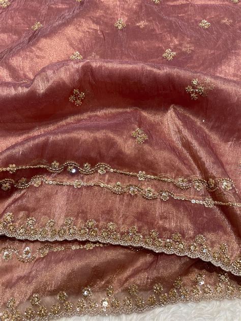 Rose Gold-Wine Hue Tissue Designer Saree - The Cocktail Edit saree AA0 ...