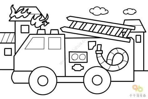 消防车简笔画 救火需要它_儿童画简笔画