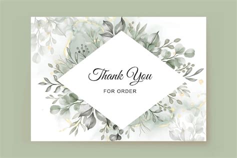 Bedankkaartsjabloon met groene bladeren | Gratis Vector