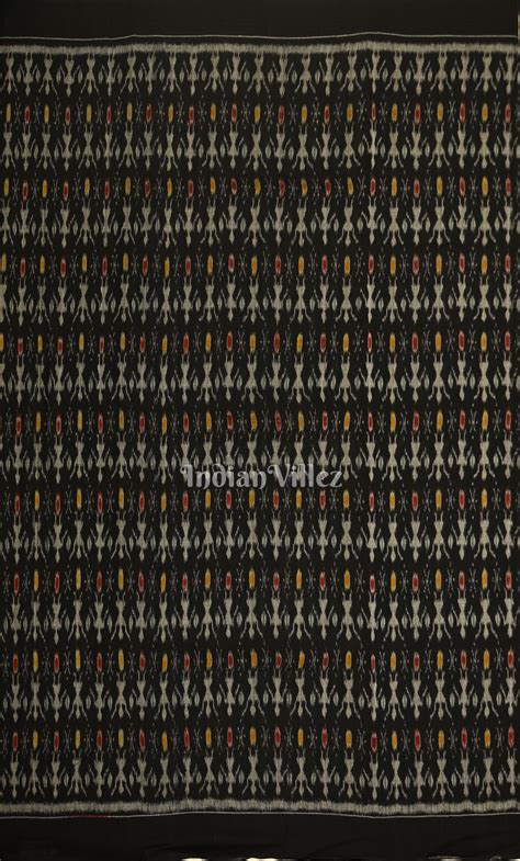 Black Tribal Theme Odisha Ikat Sambalpuri Cotton Fabric – IndianVillèz