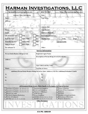 Fillable Online Harman Investigations Form Template.docx Fax Email ...