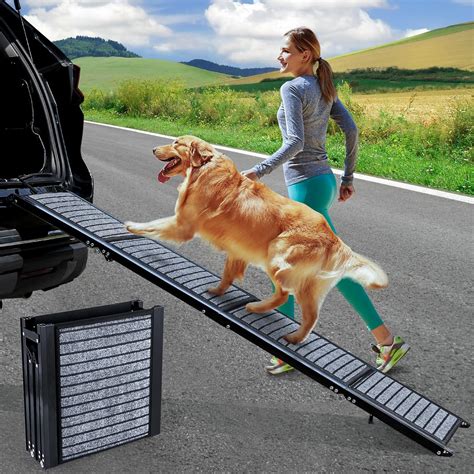 160CM Foldable Dog Car Ramp,Outdoor Dog Ramp for Stairs with Non-Slip ...