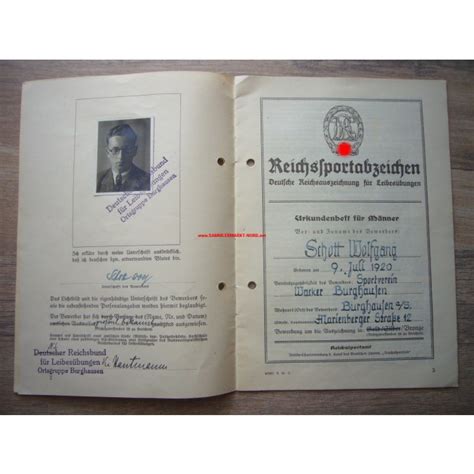 DRL sports badge certificate booklet for men, Sammlermarkt-Nord ...