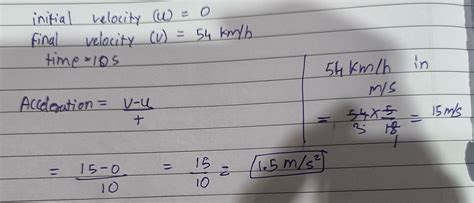 a car acquires a velocity of 54km/h in 10 sec just after the start ...