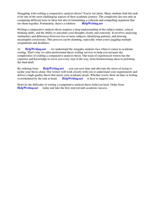 How To Write A Comparative Analysis Thesis | PDF