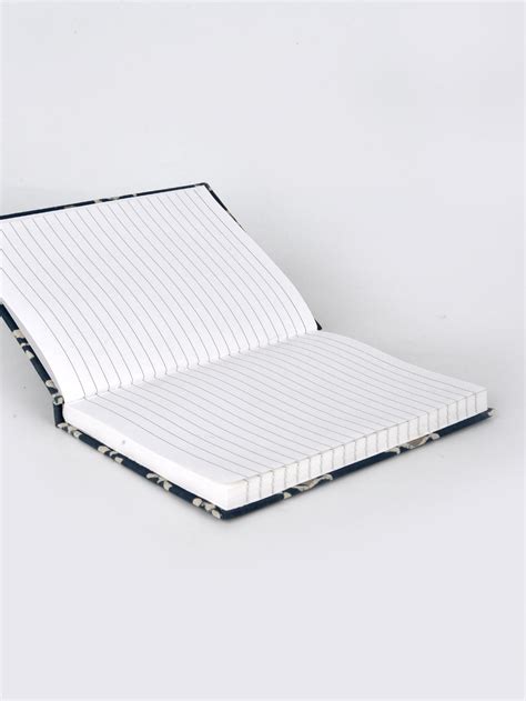 Indigo Mini Paisley Pattern Block Printed A5 Elastic Notebook