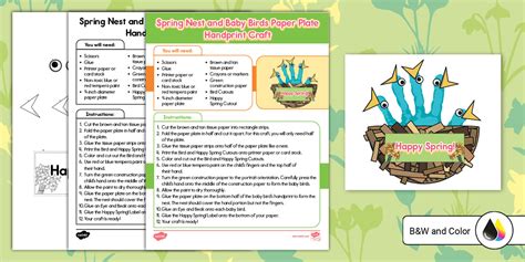 Spring Nest and Baby Birds Paper Plate Handprint Craft