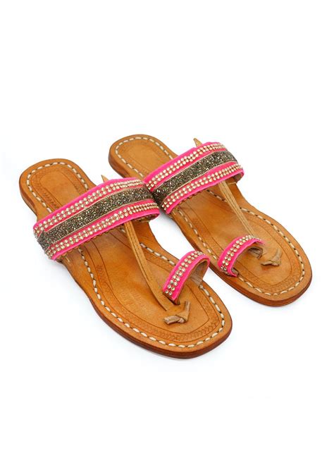 Get Pink & Golden Embellished Kolhapuris at ₹ 1599 | LBB Shop