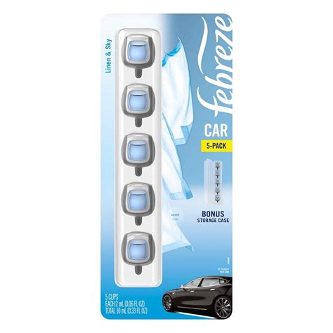 Febreze Car Air Freshener Vent Clips Linen and Sky 0.06 fl oz 5 Count ...