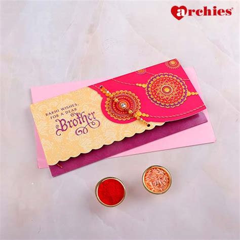 For My Brother Rakhi mailer with Roli chawal and Envelope