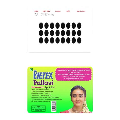 Eyetex Pallavi Sticker Kumkum-Oval-O2-Black,20 Flaps,Only Brand with ...