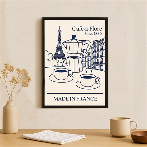 Paris Café Coffee Poster – French Coffee Wall Art Print – Qshi Studio