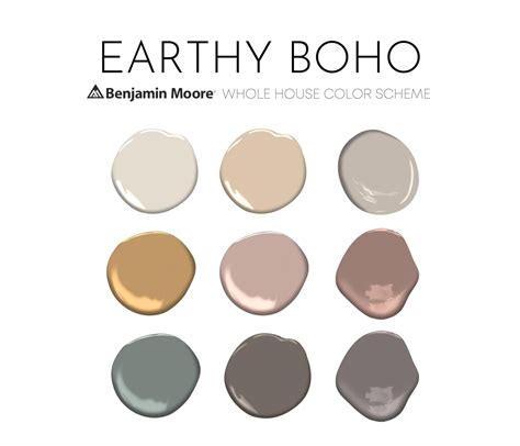 Earthy boho benjamin moore paint palette interior paint colors for home ...