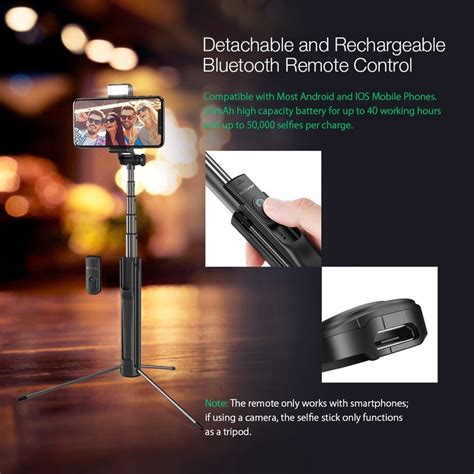 Blitzwolf BW-BS8 LED Fill Light Selfie Stick 3 in 1 Extendable ...